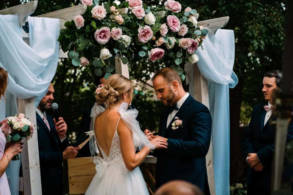 backyard microwedding ceremony