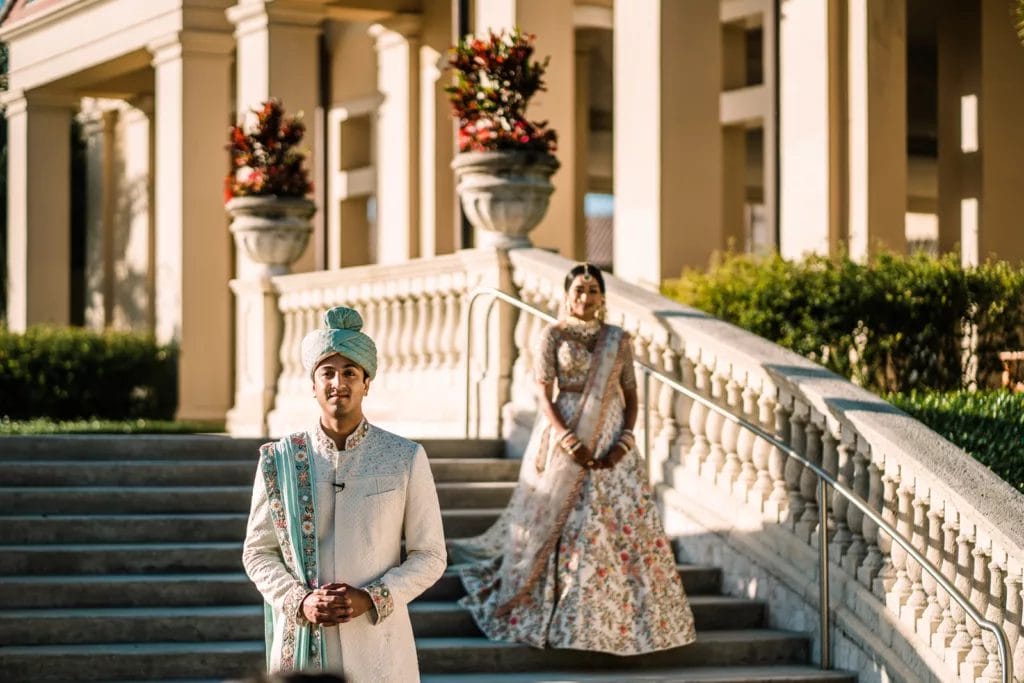 Indian Groom nervously waiting to see his bride on their wedding day at Gaylord Palms.