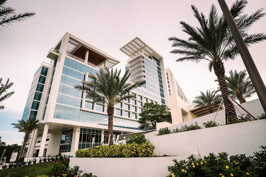 A stunning exterior view of the JW Marriott Bonnet Creek Resort & Spa, showcasing the hotel's grandeur and beauty as a top-tier wedding venue.