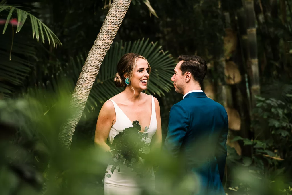 A first look during a micro wedding at the Sunken Gardens.