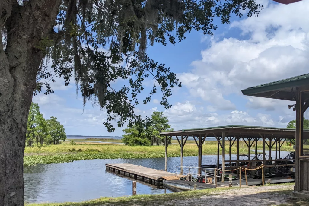 The boat dock at Boggy Creek Airboat Tours