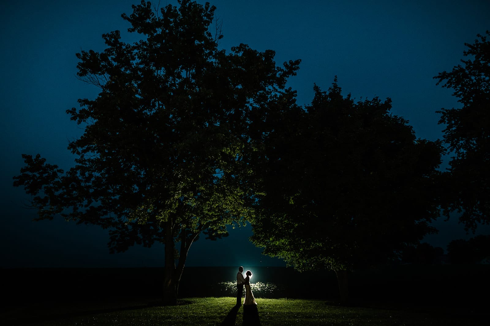 20+ Unique Wedding Venues in Jacksonville, FL 5 Silhouetted couple under trees at night